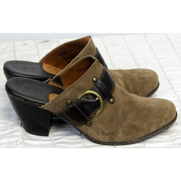 BOC Handcrafted Brown on Brown Leather Buckle Mule Sz10 SlipOn Comfort Shoe Clog - Picture 5 of 10